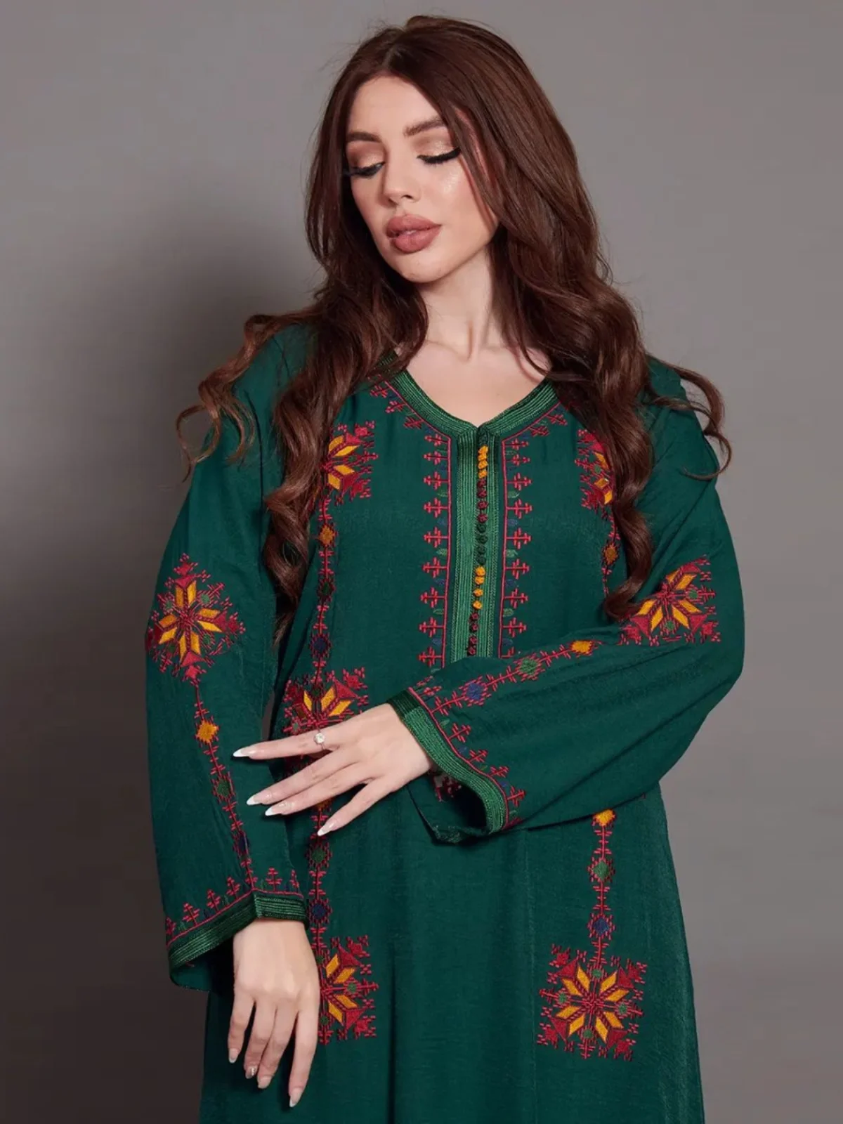 Women's Djellaba Embroidery Ribbon Long Dress Dubai Arab Indonesia plus Size