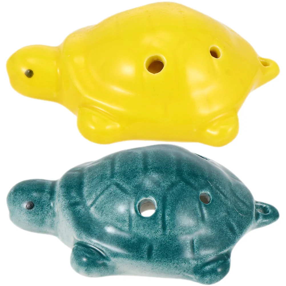 

2Pcs 6 Holes Ceramic Ocarina Tortoise Shape Children Beginner Practice Wind Musical Instrument Easy to Carry 6 Holes Ocarina