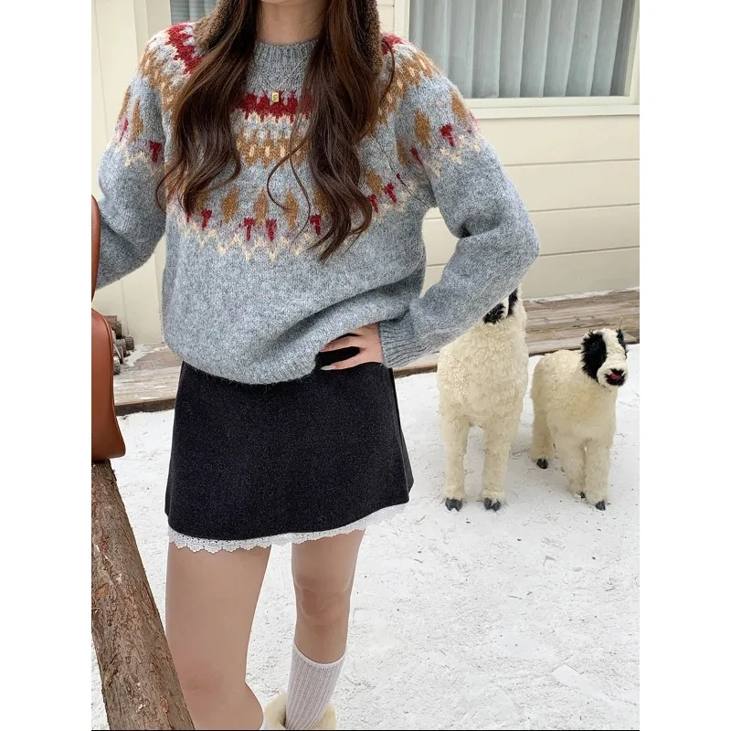 Vintage Fair Island Jacquard Crew Neck Sweater Z