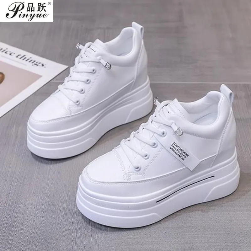 

9cm Platform Sneakers Fashion Classics Spring Autumn Women Chunky Sports Shoes Breathable Leisur White Vulcanized shoes 34 40