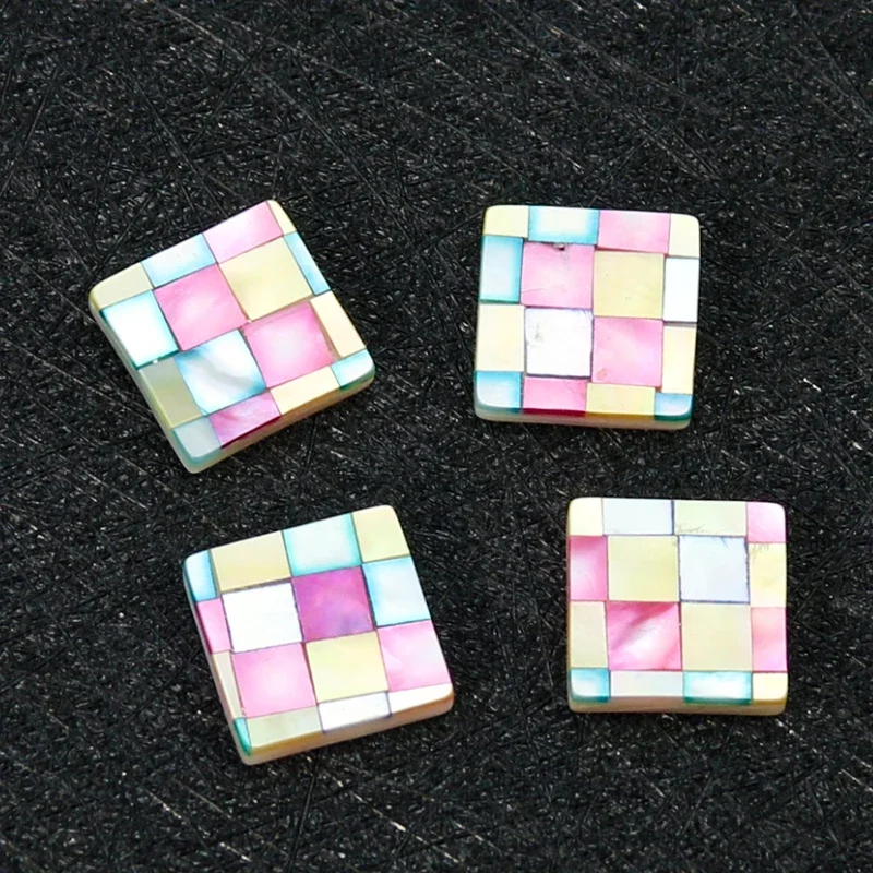 Shell Mosaic Square Patch Cabochon Mother of Pearl Puzzle Flatback DIY Earring Pendant Phone Case Women Jewelry Making Accessory