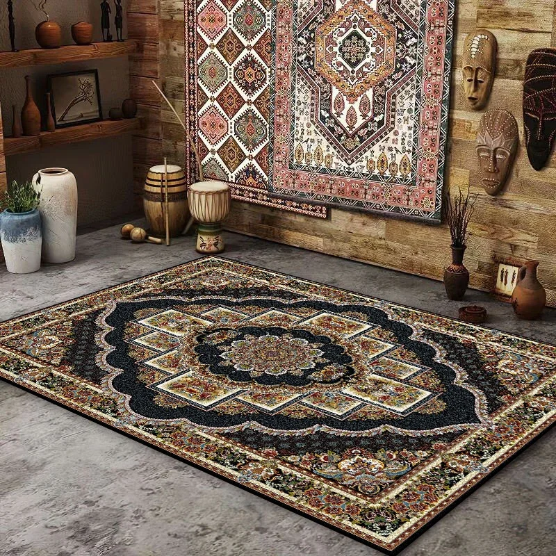

Retro Persian American Carpet Large Area Living Room Decoration Home Ethnic Style Bedroom Rug Cloakroom Lounge Soft Mat Washable