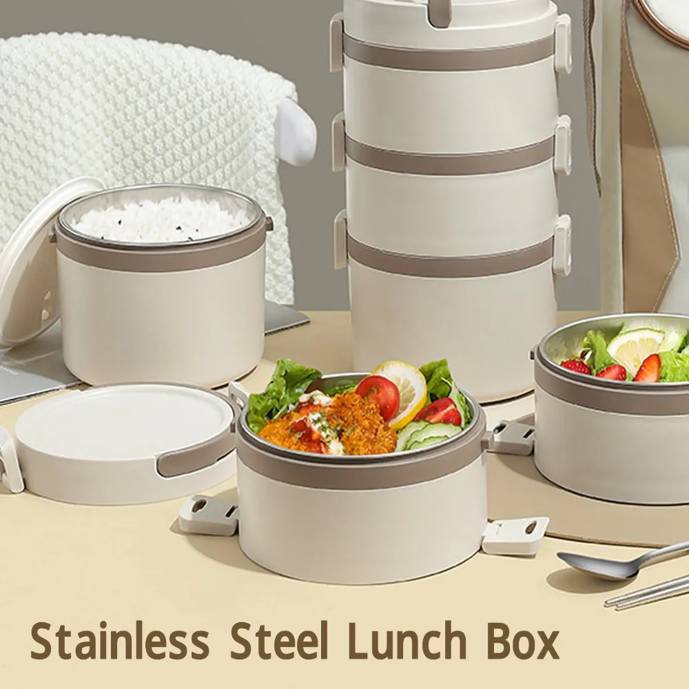 Portable 304 Stainless Steel Lunch Storage Container 700ml/1200ml Compartment Lunch Box Food Container For Travel