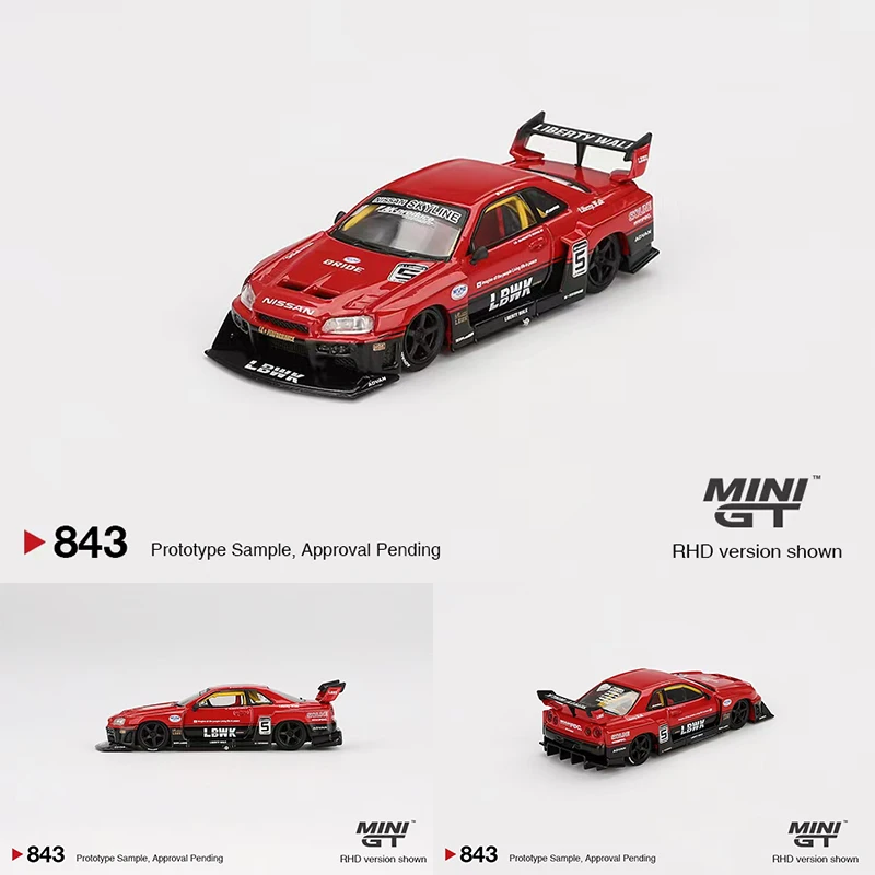 

Предпродажа MINIGT 843 1:64 LBWK ER34 Super Silhouette Skyline, литая под давлением диорама, коллекция моделей, миниатюрные игрушки