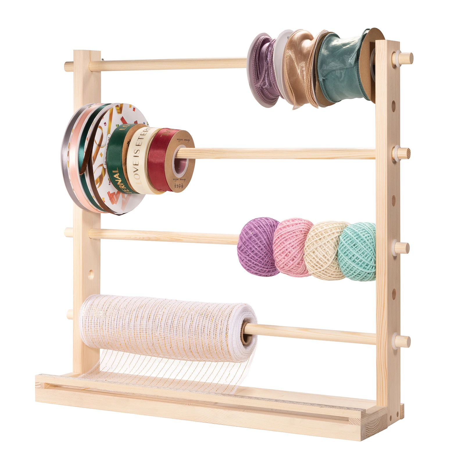 

2024 Ribbon Organizer Storage Rack Spool Holder Sewing Craft Wreath Mesh Crochet Thread Tulle Roll Washi Tape Craft Gift Florist