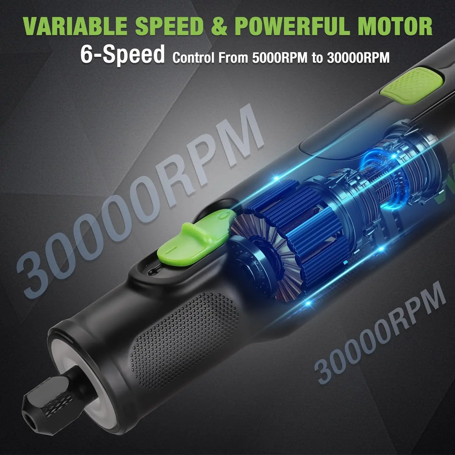 مجموعة أدوات دوارة لاسلكية 8 فولت مع 117 ملحقة، 6 سرعات، شحن من النوع C، ضوء LED للصنفرة والتلميع والنقش والحفر #3