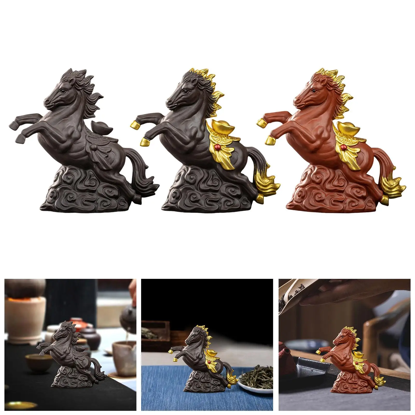 

Handmade Zisha Horse Tea Pet Purple Clay Figurine Tea Tray Decoration Desktop Ornament for Tea Lovers