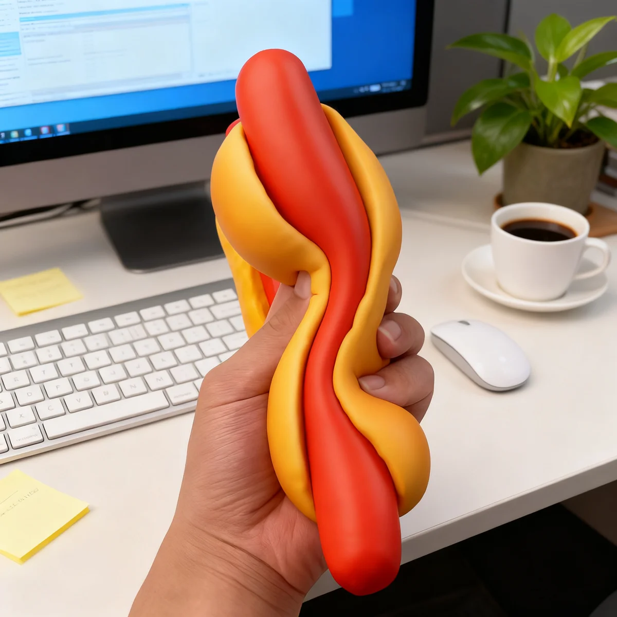 Squishy Fake Hot Dog Stress Relief-Spielzeug, weiche Schaumstoff-Wurst-Streich-Requisite als lustiges Witz-Geschenk, zappelndes sensorisches Spielzeug für Erwachsene und Kinder