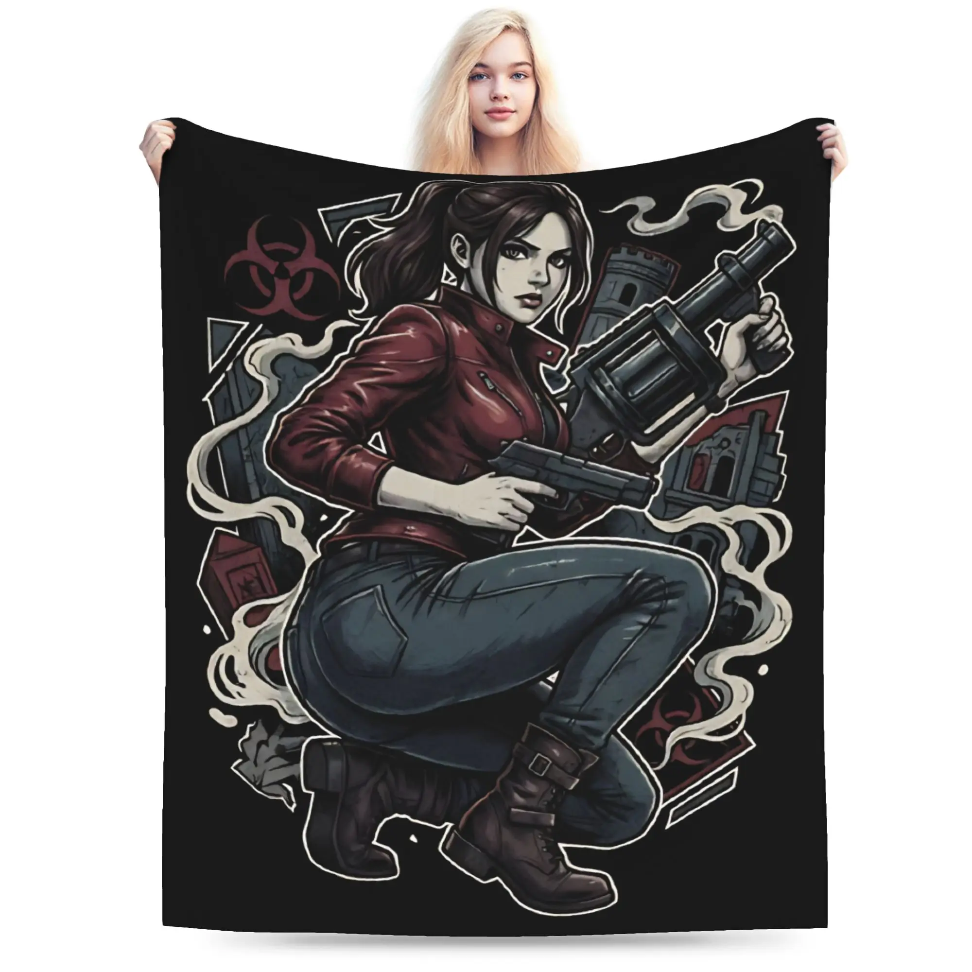 Residents Evils Claire Redfield Movie Flannel Blankets Adults Soft Throw Blanket Winter Home Decor Bedspread Sofa Bed Cover