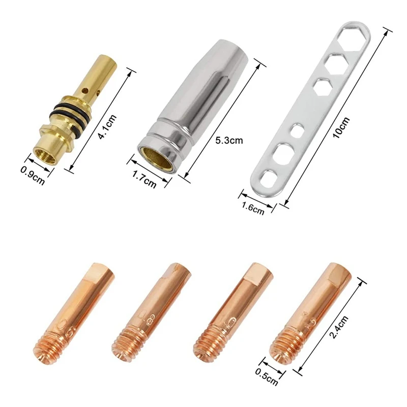 Bicos de gás e suporte do bocal para soldagem Mig Tochas, Acessórios de soldagem Set, Bicos atuais, Ak-15, Mb-15, Conjunto de 28