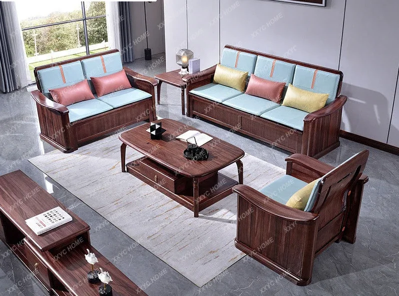 Solid Wood Sofa Combination Living Room Home Small Apartment Sofa Storage Sofa furniture