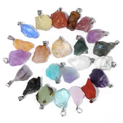 Natural Irregular Stone Pendant Freeform Raw Stone Charm Pendant Crystal Healing Gems Pendant Beads for Jewelry Making Handmade