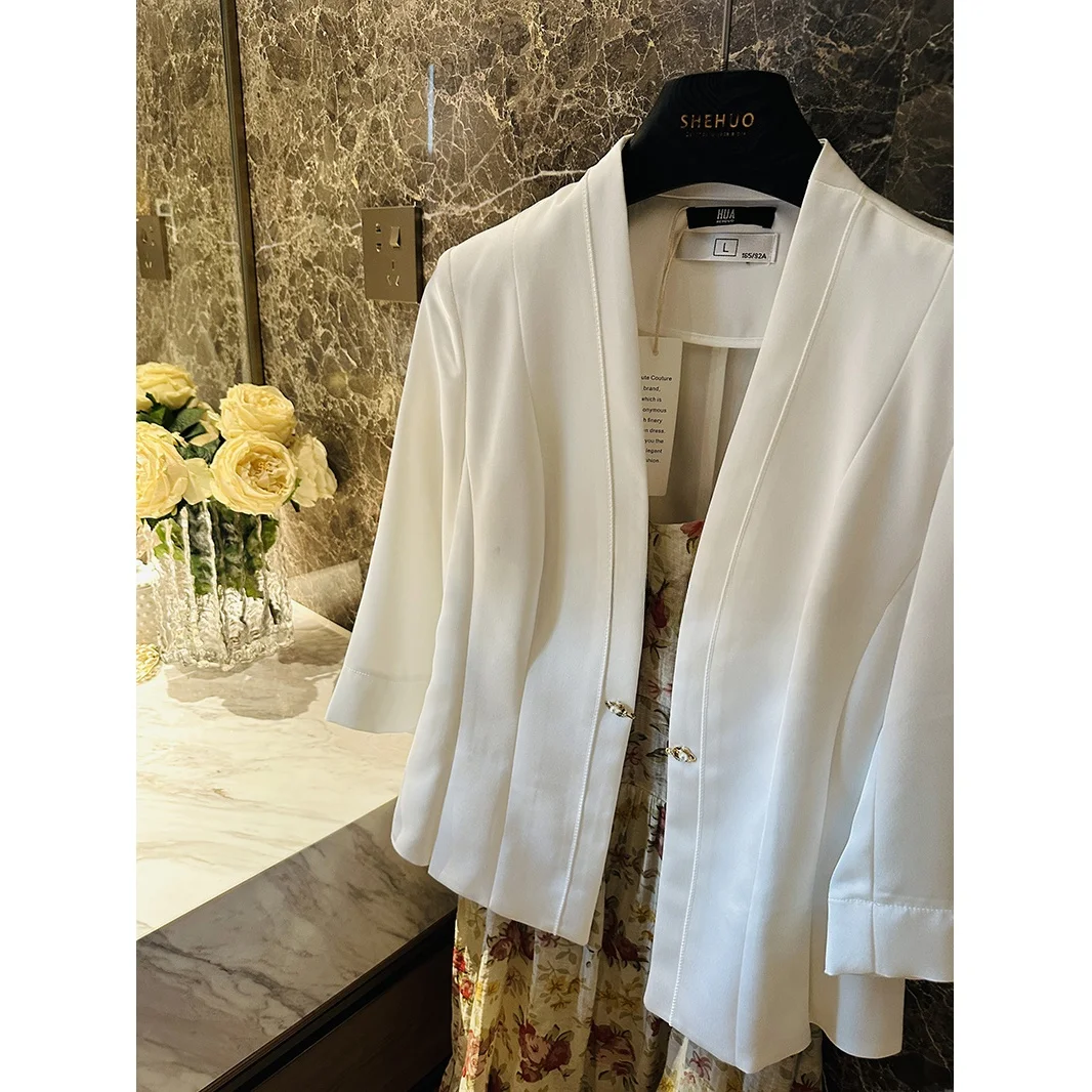 

Ele Busin Sle ort Sve Suit Jaet Thin Outerwear New Chinese OL Faion mat Clean Cut Women's Businwear
