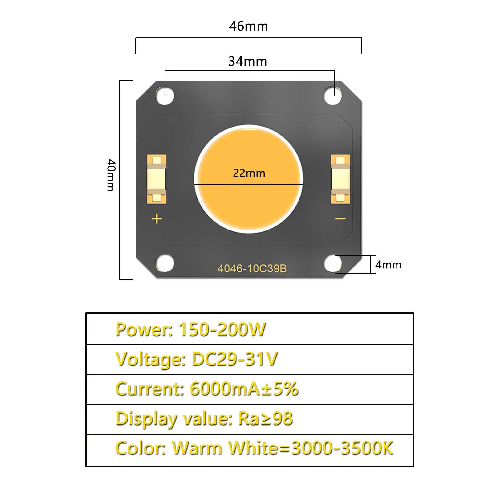 COB LED تنمو رقاقة خفيفة 150 واط 200 واط DC29-31V الطيف الكامل 6000mA تنمو ضوء النباتات الداخلية التمريض الزهور