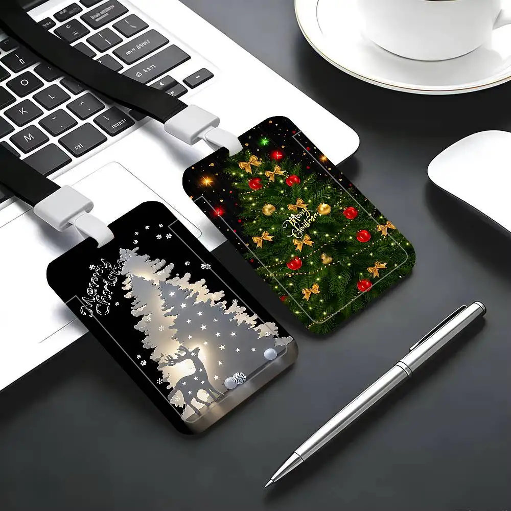 Winter Cute Snowman Christmas Tree ID Card Holder Cute PVC Badge Holder Card Cover Student ID Bus Card Case With Clear Window