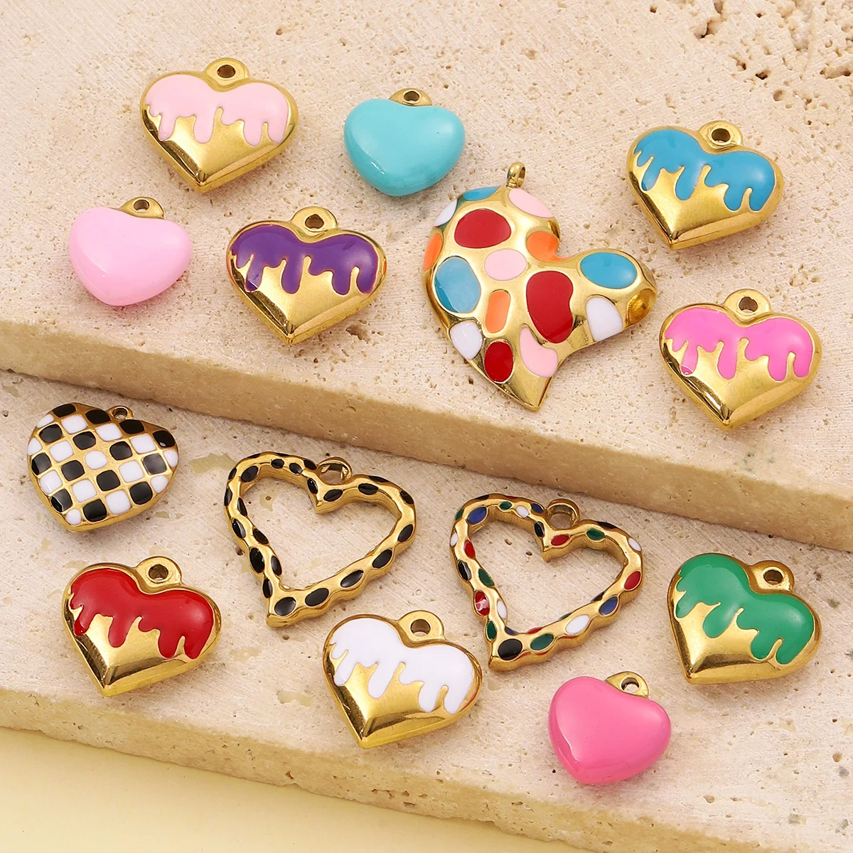 5pcs/Lot Wholesale Stainless Steel Enamel Compass Butterfly DIY Charms Women Love Heart Necklace Pendants Daisy Flower Jewelry