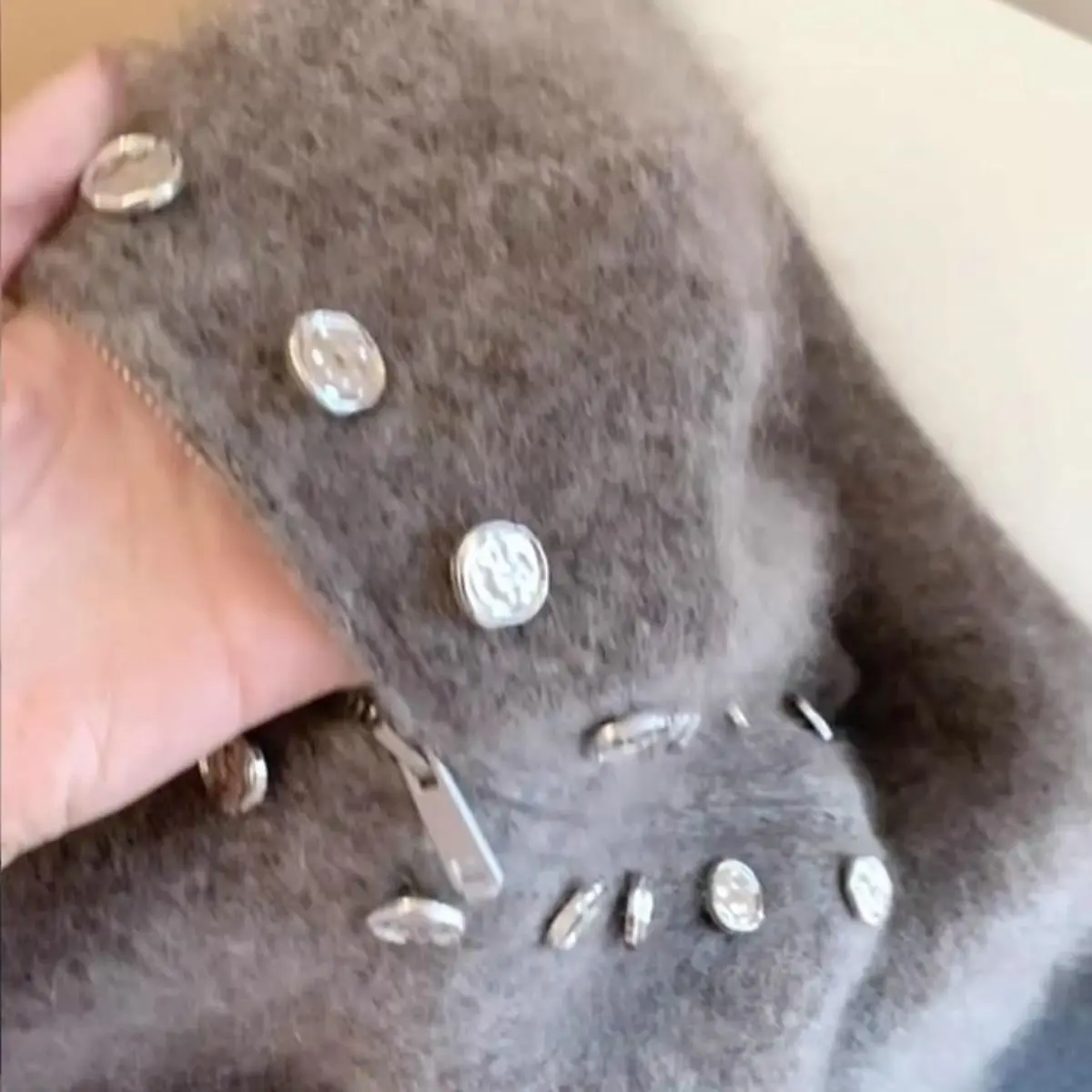 لوكس pluizige gebreid vesten trui ontwerp dobele rij knopen trui jas dames herfst الشتاء الراقية luie rits Gebujuinge أعلى #5