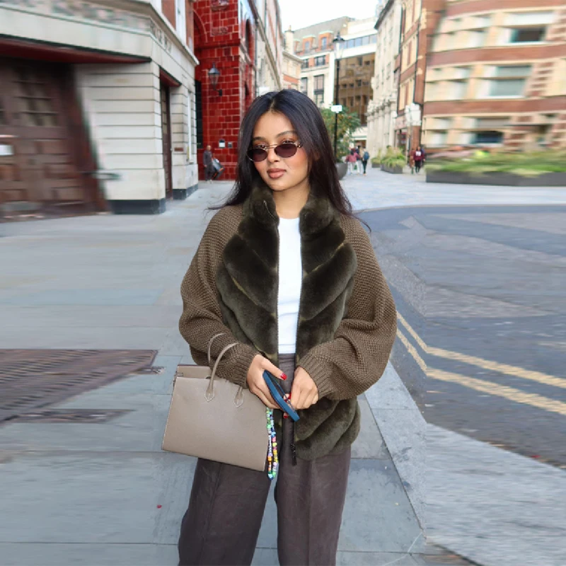 

Винтажная лоскутная куртка из искусственного меха для женщин, модный дизайн, повседневное пальто с длинными рукавами, осень-зима, женская уличная одежда