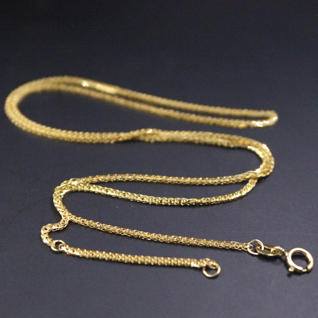 

Real 18K Yellow Gold Chain For Women Female 1.5mmW Wheat Necklace 18''L Gift 18K Gold Jewelry Au750 Can be Adjustable Link