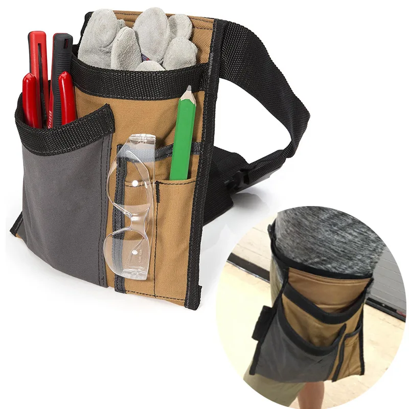 Riñonera de lona ajustable con múltiples bolsillos, bolsa de herramientas adecuada para electricistas, almacenamiento de herramientas de poda de jardín