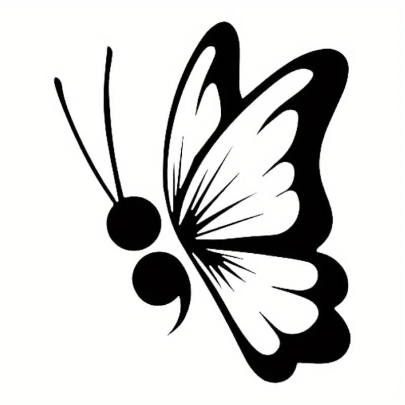 

Mental Health Themed Semicolon Butterfly Vinyl Decal Sticker That Can Be Used in Smooth Places, Walls, Etc. Vinyl Car Stickers