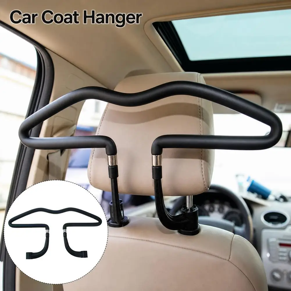 Car Coat Hanger For Car Headrest Steel PVA Cover Clothes Hanger Anti‑Crease Vehicle Back Seat Hanger For Suit Shirt Uniform