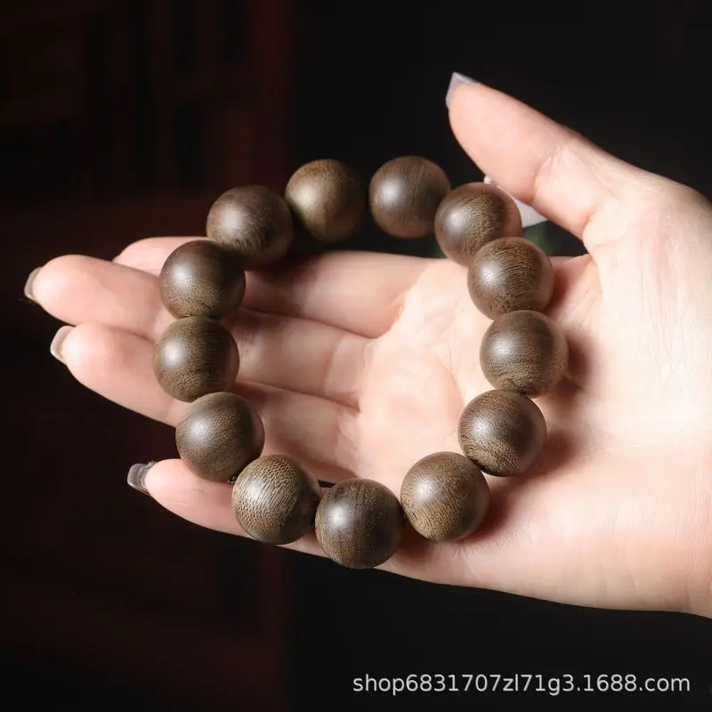 Vietnam Nha Trang White Kyannan Bracelet 18mm Single Loop Wooden Craft Agarwood Carving Men's Hand Accessory