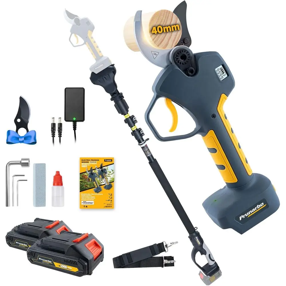 กรรไกรตัดกิ่งไร้สายแบบ 2-in-1 พร้อมมอเตอร์ไร้แปรงถ่าน ขนาด 40 มม. สำหรับมืออาชีพ พร้อมด้ามต่อ 1.6 นิ้ว ใช้ได้กับแบตเตอรี่ Makita 18V