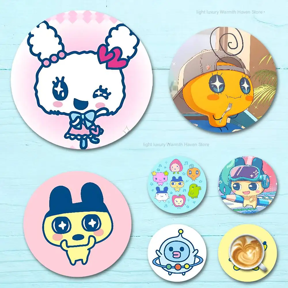 

T-Tamagotchi Cute M-Mametchi Round Anime Wooden Coasters DIY Decorations Birthday Valentine Gifts