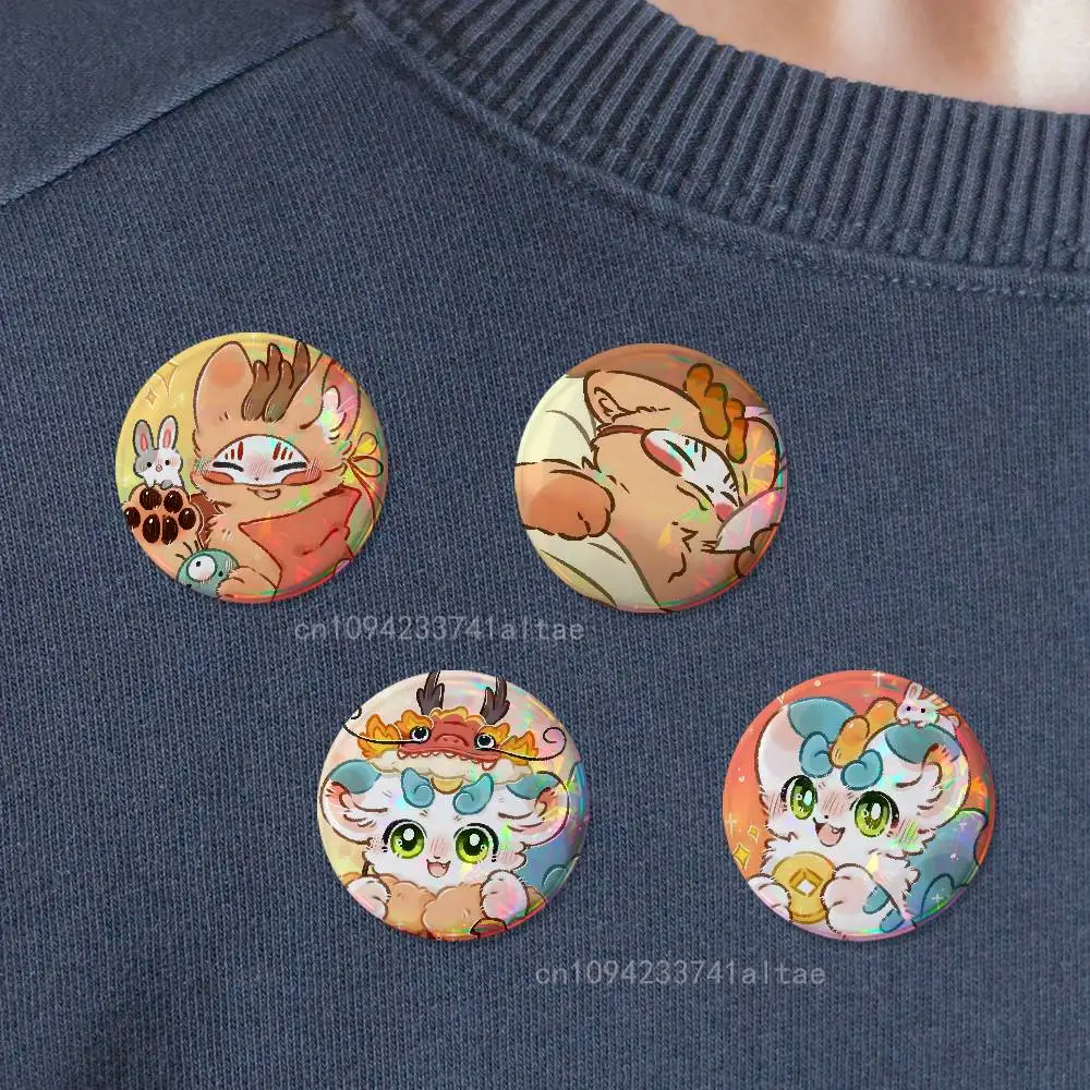 Furry Fabulous Beasts Badges Round Cosplay Pin Bag Decor Fans Collect Friends Gifts Brooch Souvenir