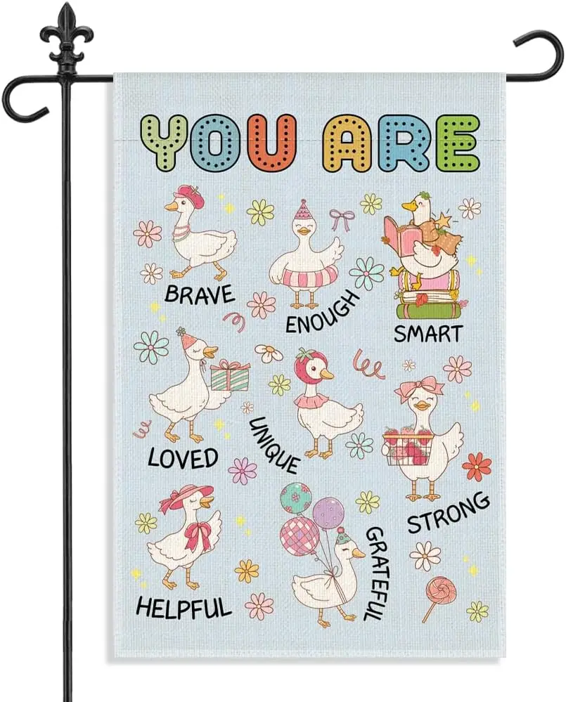 You Are Brave Enough Smart Unique 12 x 18 Inch Goose Garden Flag | Inspirational Silly Goose Outdoor Porch Patio Decor, Conf llp