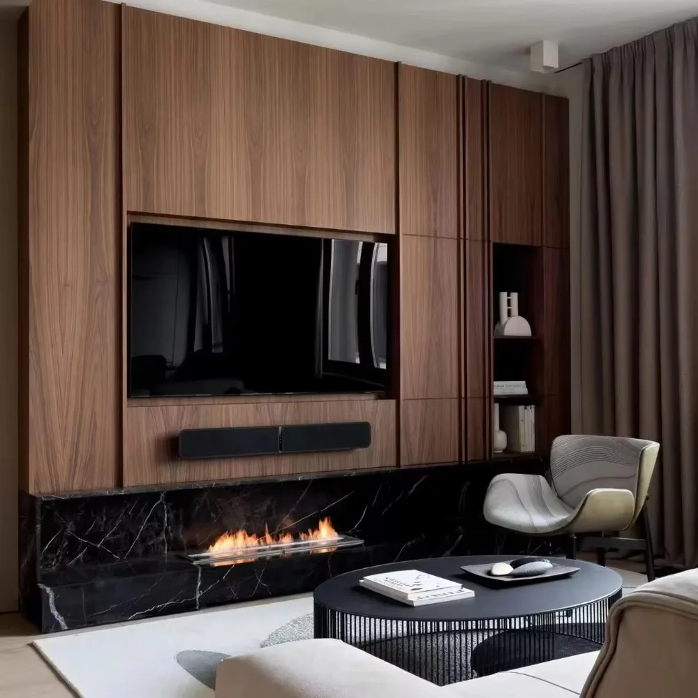 Customizable Modern Wall Mount TV Console Table Luxury Living Room Media Cabinet with Open Shelves CAD 3D Render Custom