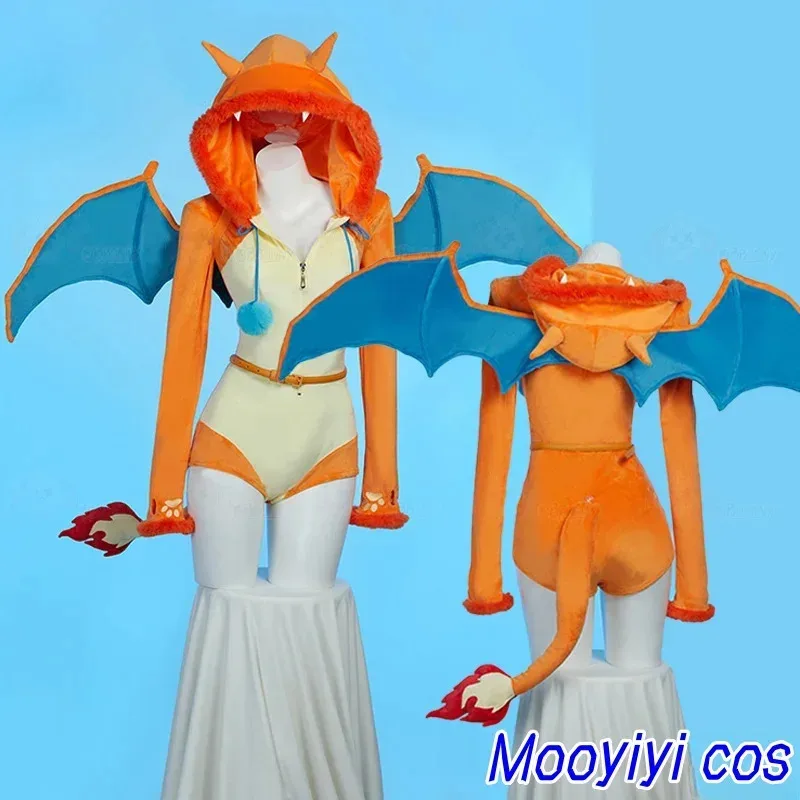 

2025 Halloween Christmas Role Playing Party S-XL Sexy and cute tail Wing jumpsuit Anime New Charizard Cosplay Costume