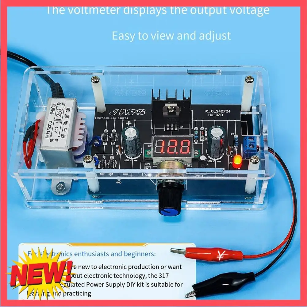 

B17C LM317 Adjustable Regulated Power Supply DIY Kit LM317 To DC 1.25-12V Stabilized Power Supply (With Shell)