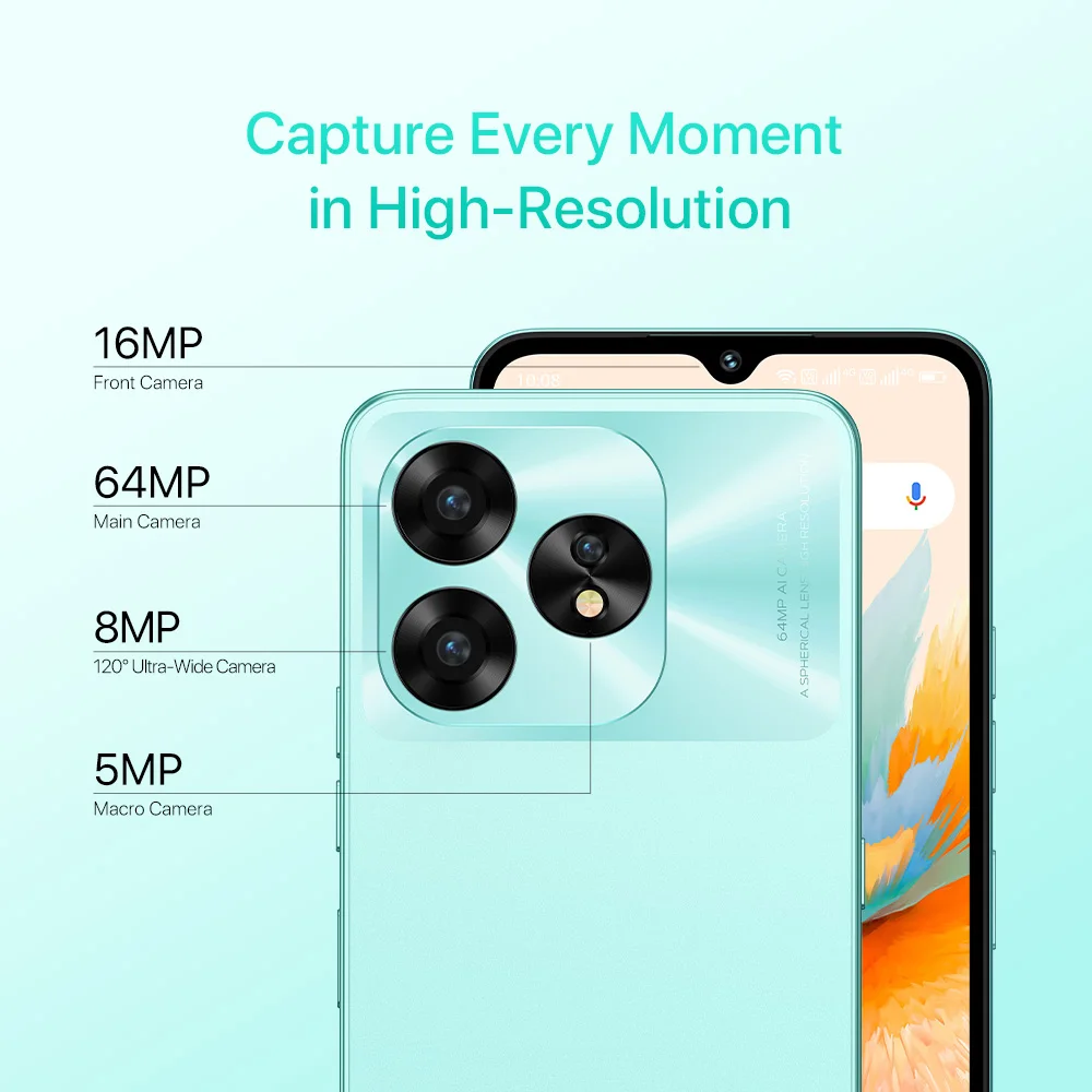 UMIDIGI A15 A15C Smartphone Android 13 NFC 6.7" FHD+Screen 16GB (8+8GB Extended) 256GB/128G Camera 48/64MP 5000mAh Mobile Phone