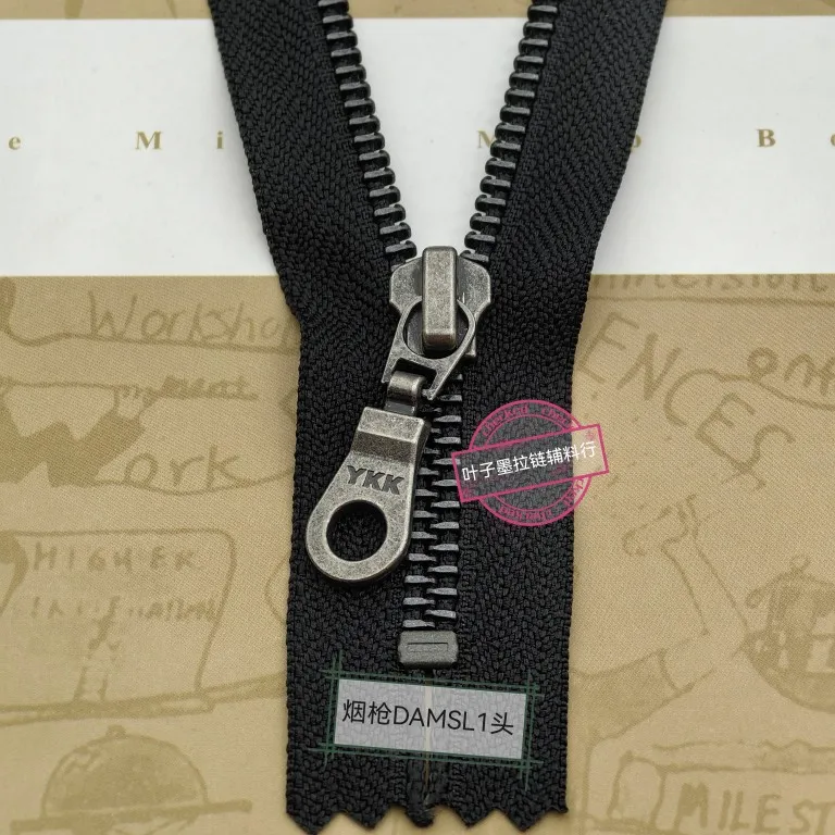 YKK5 Metal Bong Black Closed Zipper, Black Coat Jacket Neckline Pocket Bag Handmade DIY image 5
