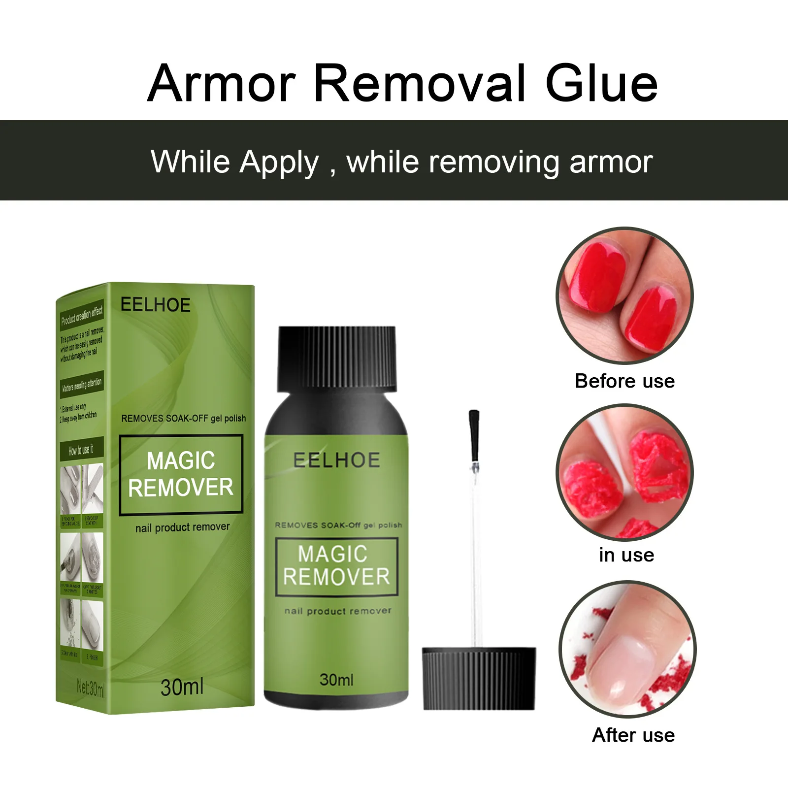 EELHOE Nail Removal Gel Quick Magic Remover Soak Off Sticky Layer  Permanent Varnish Polish Professional Nail Burst Remover Gel