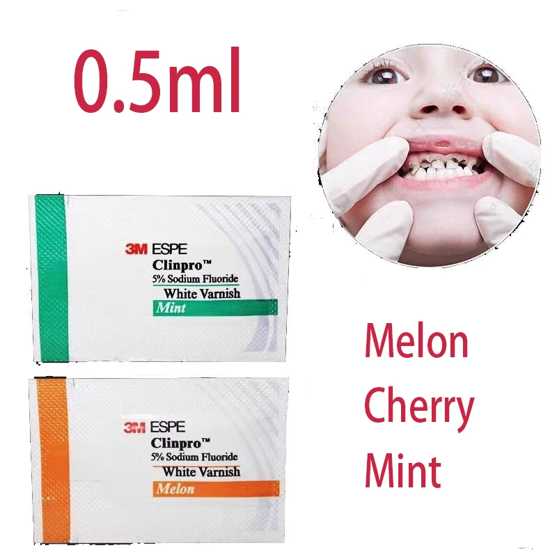 0.5ml * 5PCS/100PCS ทันตกรรม ESPE Clinpro สีขาวเคลือบเงาฟลูออรีนป้องกัน Lacquer Anti Caries Desensitizer เชอร์รี่/มิ้นต์/Melon