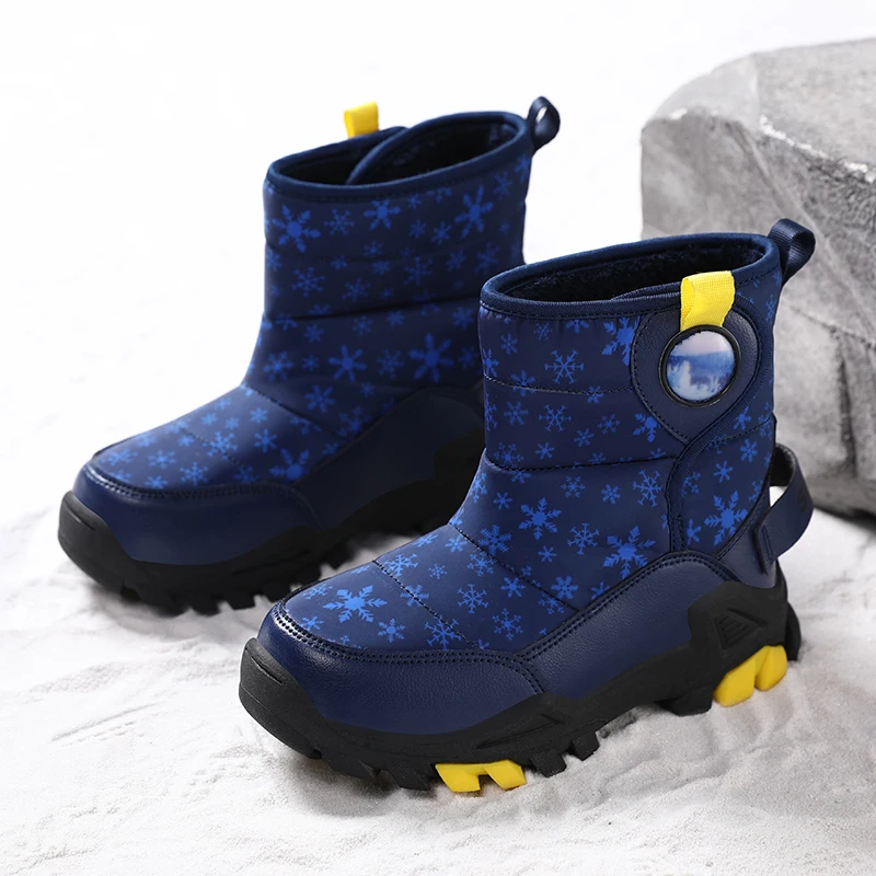 أحذية رياضية شتوية دافئة ومريحة وناعمة للأطفال أحذية ركض مقاومة للثلوج أحذية جلدية كاجوال مقاومة للماء