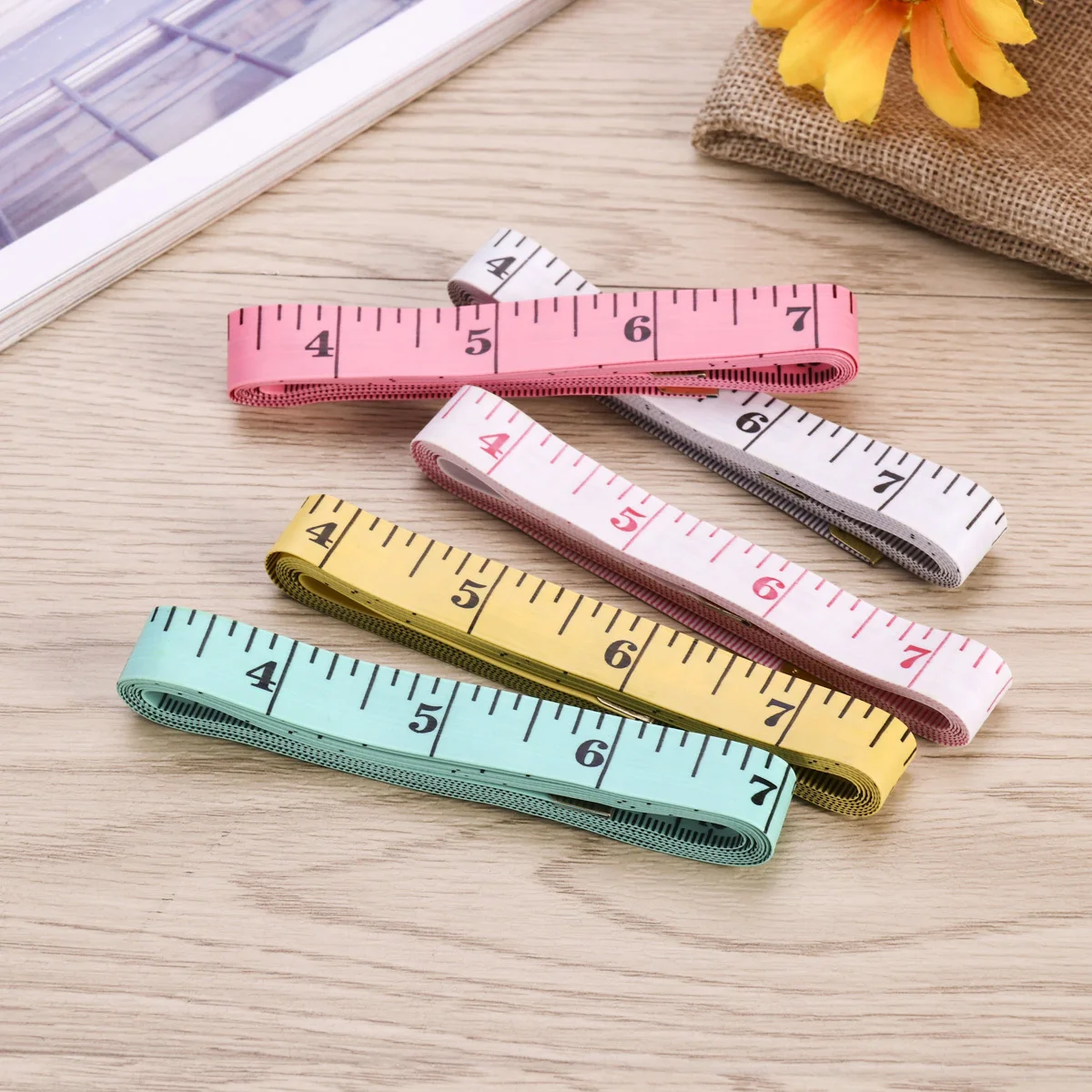 12Pcs Measuring Tape Flexible Plastic Lightweight Durable Cloth Tape Tailor Sewing Tool for Measuring Flat Rounded Surfaces