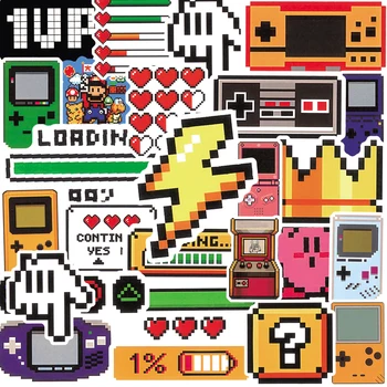 50 pçs clássico console de jogos dos desenhos animados adesivos retro nostalgia decalques para skate carro motocicleta capacete graffiti adesivo brinquedos