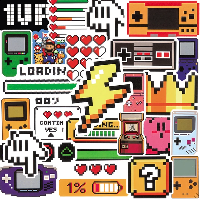 50 pçs clássico console de jogos dos desenhos animados adesivos retro nostalgia decalques para skate carro motocicleta capacete graffiti adesivo brinquedos