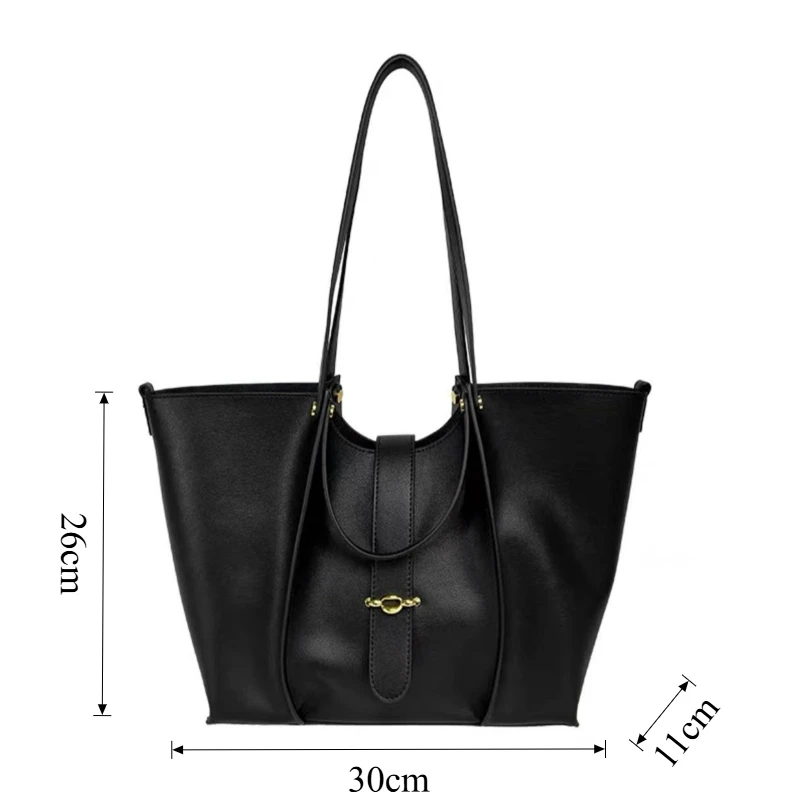 Minimalist Everyday Shoulder Tote Bag for Women Genuine Leather Full Grain Leather Luxury Handbag Durable Interior Pockets