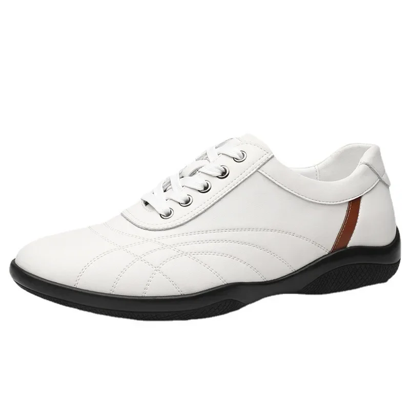 Men Casual Shoes British Style White Shoes Non Slip Comfortable Soft Sole Men Casual Leather Shoes Spring and Autumn