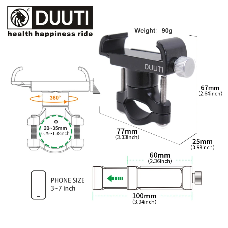 DUUTI Phone Holder Aluminum Alloy 360 Degree Rotation For Smartphone Adjustable Support GPS Bike Phone Stand Mount Bracket