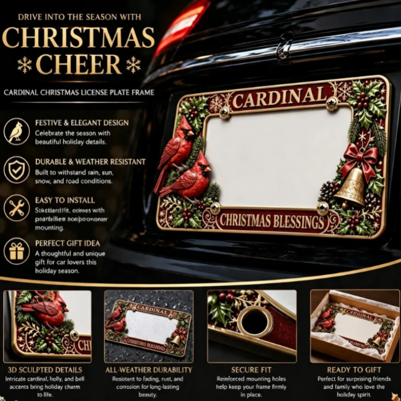 Car Plate Frame Christmas Decorative Auto Tag Accessories Girl License Plate Frame For Festive Holiday Sedan Suv Truck Trailer