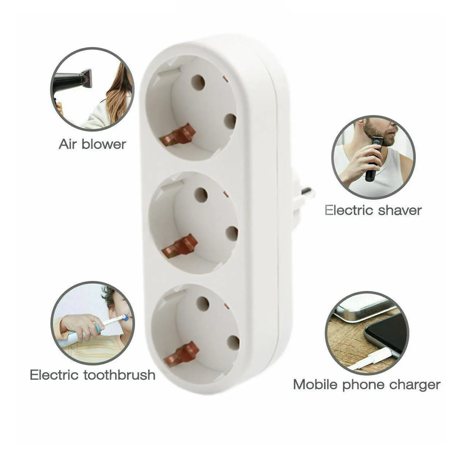 EU Electrical Socket 3 Outlets European Standard Adapter Expansion Socket Power Extension Plug Converter EU Conversion Plug