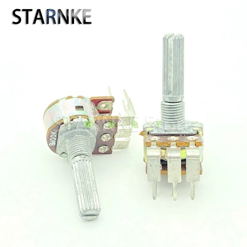 2PCS 16 Type B100K Dual Bend Feet Power Amplifier Audio Speaker Volume Potentiometer B104 6-Pin Flower Shaft 25mm