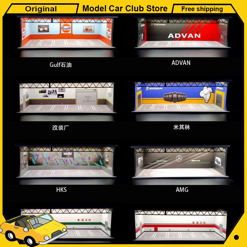 

Масштабная модель парковочного места 1/64 с подсветкой, USB-зарядкой, гаражем для машинок, из сплава и пластика, миниатюрная диорама, набор для самостоятельной сборки, коллекционная игрушка
