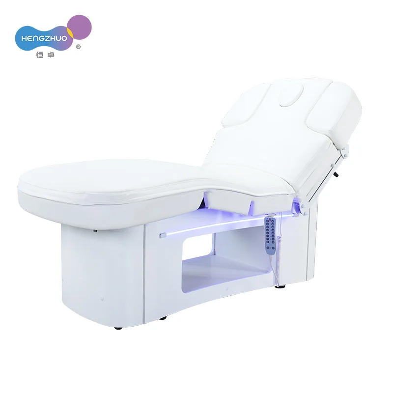 Coofull Massage Table Bed with Atmosphere LED Light for Beauty Salon Multifunctional 4 Motors Adjustable Heating Spa Bed